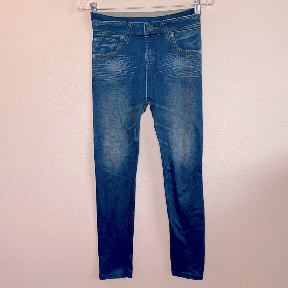 Super Warm Small Stretchy Blue Jeggings Fleece Lined on the inside